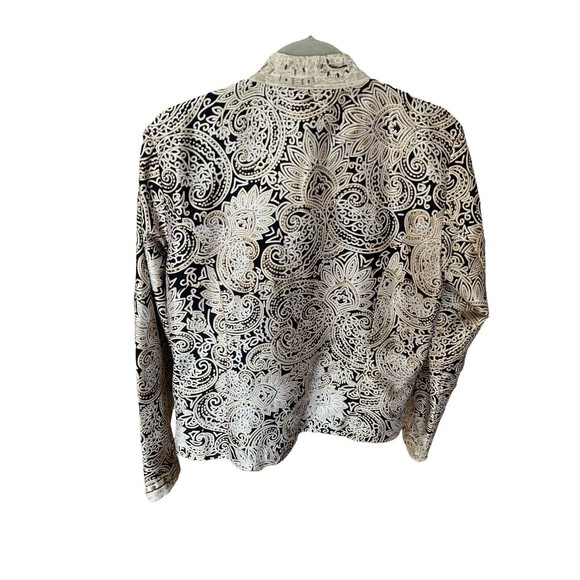 Chico’s Blazer Jacket 100% Silk Beige & Black Size 1 - Picture 3 of 6